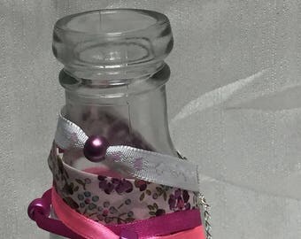 Jewelry bracelet wide pink satin ribbon Pearl