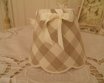 lamp shade for applique and chandelier 100% linen, gingham