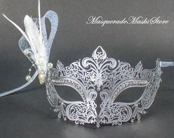 Silver Metal Masquerade Mask for Women, Elegant Wedding Filigree Mask, Sexy Bridal Masquerade Mask, Laser Cut Ball Women's Mask