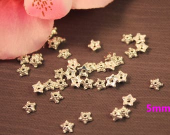 Set of 500 5 mm silver bead caps