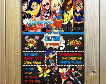 DC Superhero Girls Invitation, You Print Invitation, DC Superhero Girls Birthday, DC Superhero Girls Birthday Party Invitation