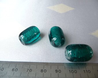 Set of 3 vintage turquoise glass beads