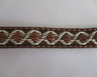 7 meters upholsterer Brown and cream braid trim 15mm