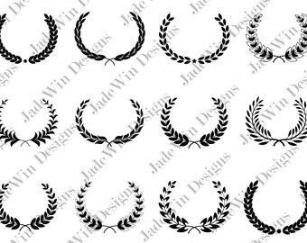 Sale! Laurel Compilation Clipart - Monogram Frame - Leaf Wreath - SVG + DXF + PNG Files for Silhouette Cameo or Cricut