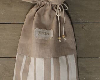 bread linen and striped ecru beige bag.