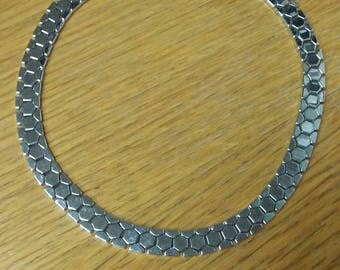 Vintage 1940's Trifari Necklace Honeycomb Tesselated Alfred Philippe Vintage Patent Collar