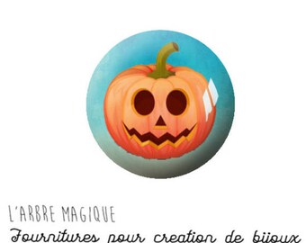 2 cabochons craft Halloween Pumpkin verre16 M1141 mm