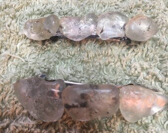 Beautiful lake Michigan 2 sea glass hair clips Handmade