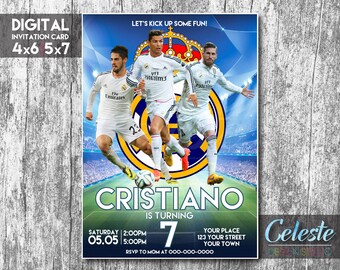 REAL MADRID INVITATION, Real Madrid Party Digital Invitation Card, Digital Custom Invitation, Soccer Birthday Invitations