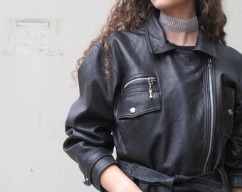 Women Black Punk Leather Jacket Pu Faux Leather Biker