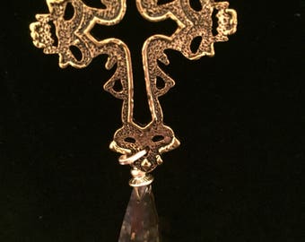 Enamel Cross CZ Crystal Necklace