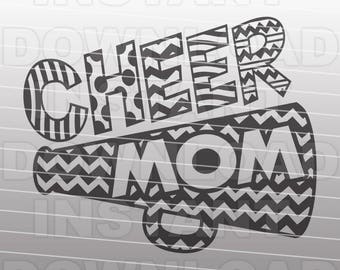 Cheer Mom SVG File - Cheerleading Megaphone SVG File - Commercial & Personal Use - file for Cricut,svg file for Silhouette,vinyl cutting