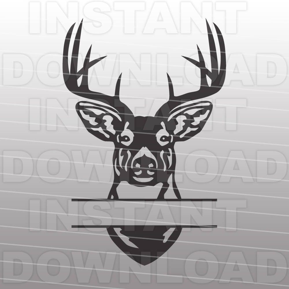 Buck Head Deer Hunting Monogram Split SVG File Cutting