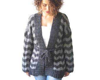 50% CLEARENCE NEW! Chevron - Zig Zag Hand Knitted Cardigan by AFRA