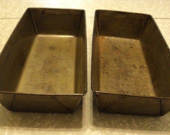 Two Primitive Folding Bread Loaf Pans--One is Ekco--One Plain--Farmhouse--Rustic--Primitive