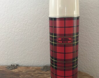 Vintage Tartan Plaid Thermos / Picnic / Lunch / Made in the USA