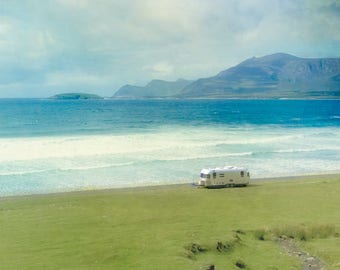 Airstream trailer, wanderlust, Ireland, County Mayo,Achill Island,Atlantic Ocean,camping,beach photo,romantic getaway,nomad,roadtrip
