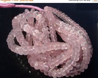 50% Off Sale 8 Inches - Finest Quality Genuine AAA Rose Quartz Micro Faceted Rondelles Large Size 7 - 9mm Approx