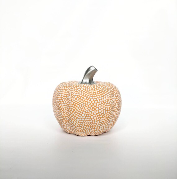 Pumpkin Hand painted orange and White ceramic pumpkin orange Pumpkin