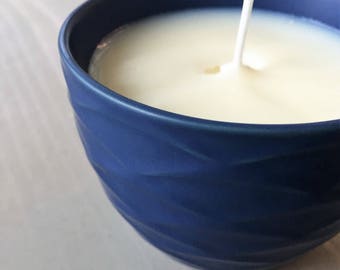 Georgia Peach Scented Soy Candle 4oz Blue Textured Container Candle