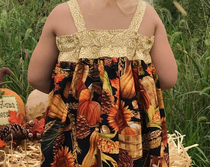 Thanksgiving Dress - Girls Personalized Dress - Fall Birthday - Baby Girl Dress - 1st Birthday Dress - Toddler Dress sizes 6 months to 8 yrs