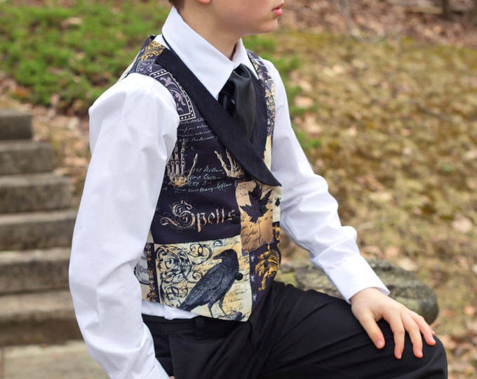 Boys Holiday Clothes - Boys Formal Wear - Toddler Boys Clothes - Edgar Allen Poe - Double Breasted Vest - Gothic Clothing - 2T to 10