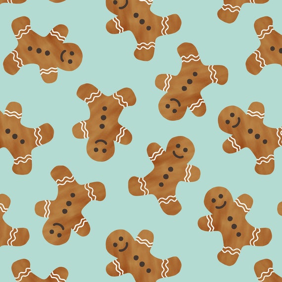 Mint Gingerbread Men Fabric Gingerbread Man Toss Dark Mint