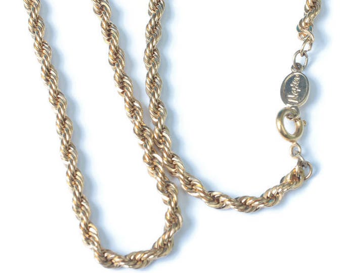 Napier Rope Twist Necklace Gold Tone 24 Inch Vintage