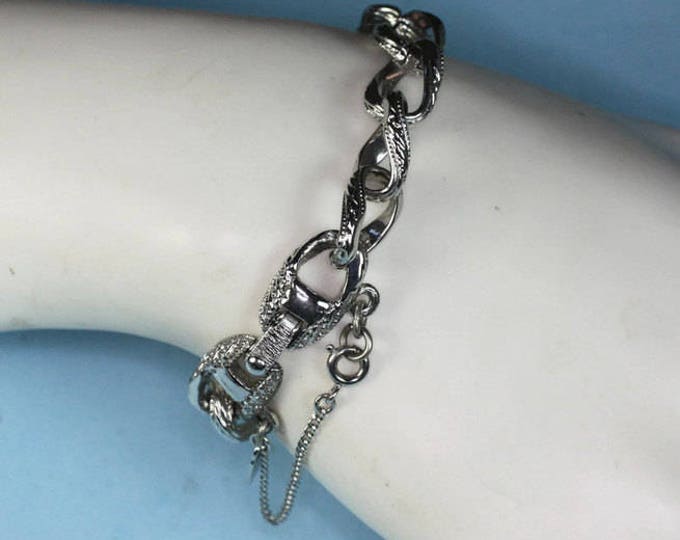 Monet Chunky Link Bracelet Silver Tone Vintage