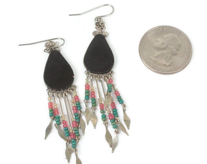 Southwestern Design Dangle Earrings Beaded Drops French Hooks Festival Boho