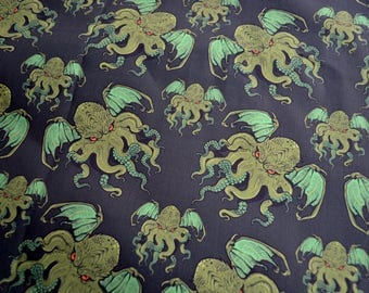 Cotton Fabric - Evil Dragon Wing Octopus - By the Yard - 58" Wide