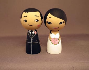 Kiss on Cheek Wedding Cake Toppers Asian Finished Ready to Send