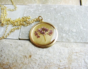 Real Pressed Flower Necklace Botanical Jewelry Botanical Plant Real Pressed Flowers Resin Jewelry