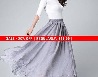 Maxi skirt, chiffon skirt, long skirts for women, grey skirt, high waisted skirt, fit and flare skirt, swing skirt, bohemian skirt 1508