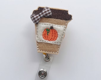 fall badge reel, Nursing Badge Reel, Nurse badge reel, id holder, pumpkin spice latte, teacher badge reel, retractable badge, badge reel