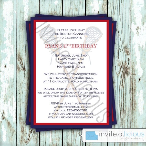 Customize this Lacrosse Birthday Lacrosse Party Team Event