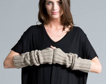 50% SALE Black Gloves / Knit Fingerless Gloves / Knit Arm Warmers / Women's Gloves / Grey Fingerless Gloves / marcellamoda k - MA419