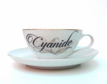 Sale - Damaged - Cyanide Poison Altered Vintage Teacup and Saucer