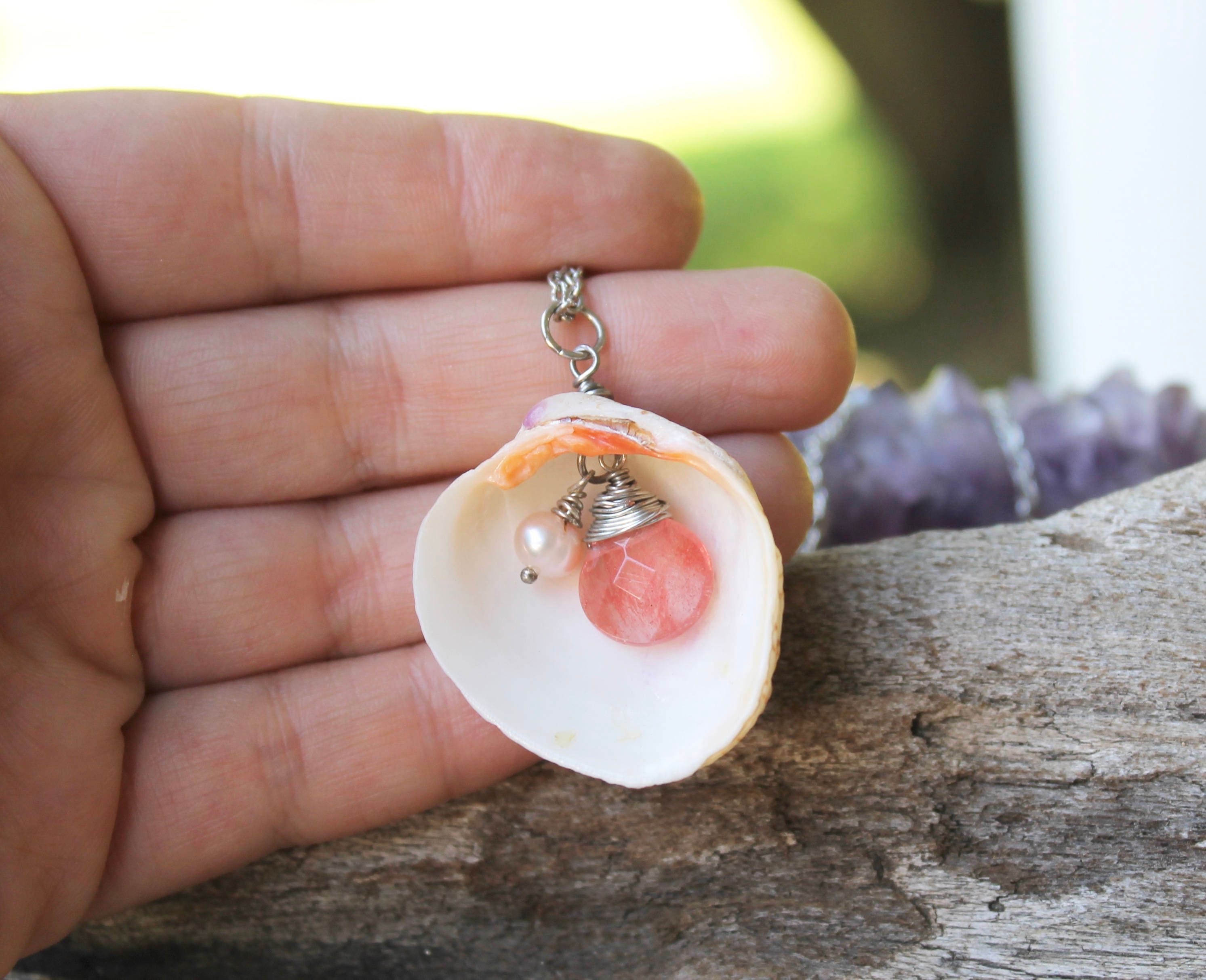 White Seashell Jewelry made in Hawaii Sea Shell Necklace by