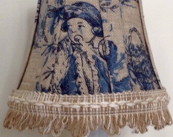 Blue and natural French toile chandelier shades, chandelier lamp shade, chandelier lampshade, lamp shade, lampshade, toile shade