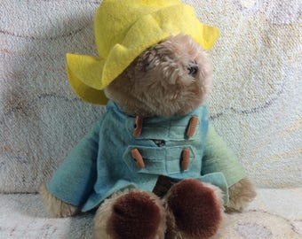 Vintage Paddington Bear Plush Stuffed Animal Eden Toys Vintage Retro Adorable Yellow Hat 1981