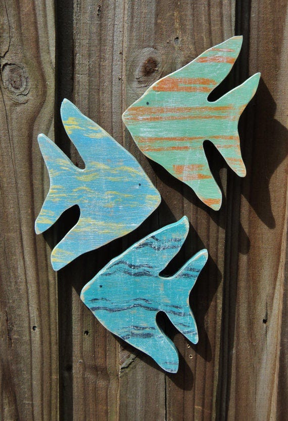 Tropical Fish Wood Art Nautical Wall Art Rustic Wooden