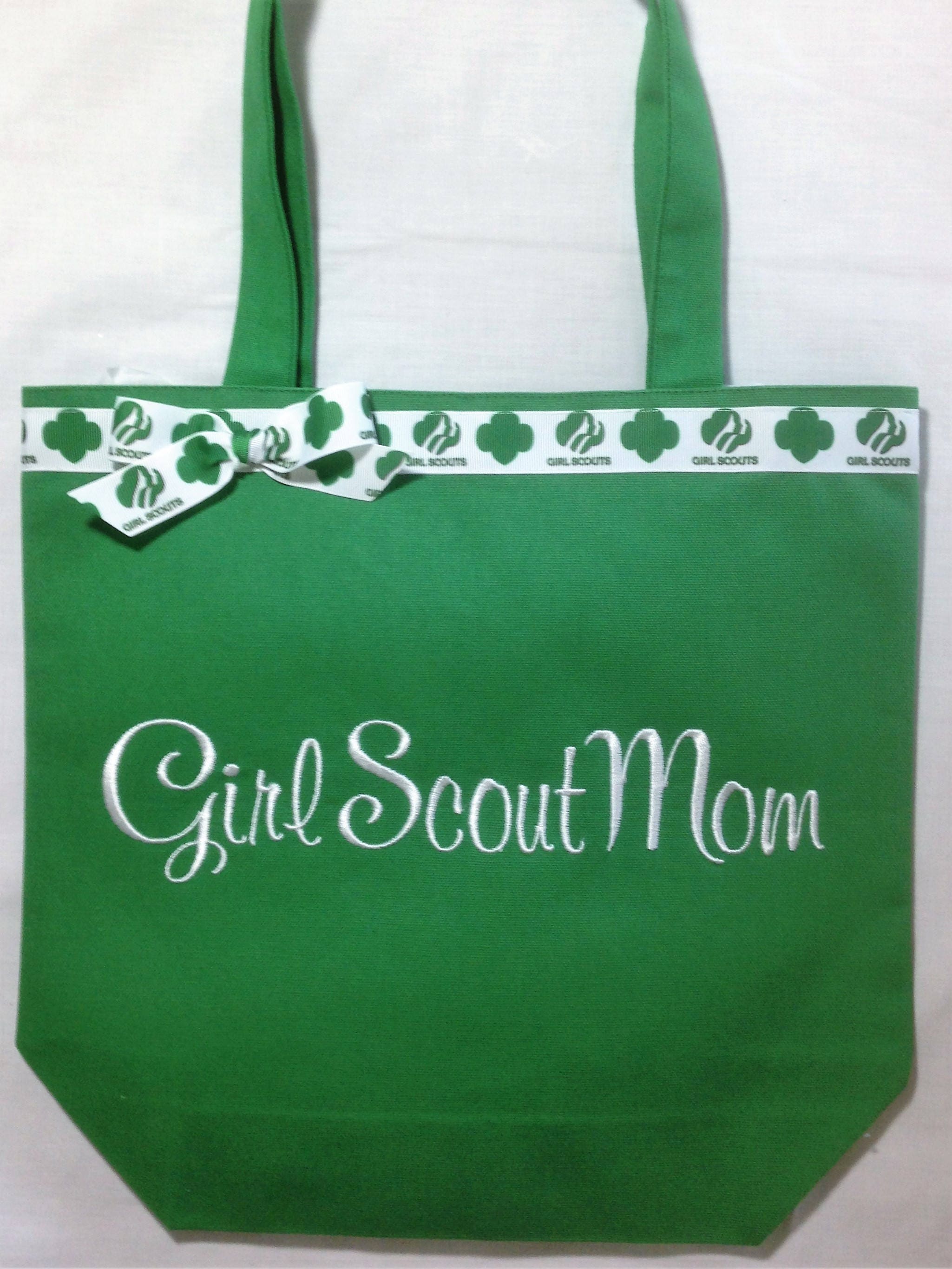 Personalized Tote Bag Girl Scout Ribbon Trim Girl Scout Mom