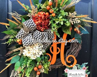 Fall Door Wreaths, Fall Wreath for Door, Fall Wreath, Hydrangea Wreath, Grapevine Wreath, House Warming Gift, Autumn Wreaths