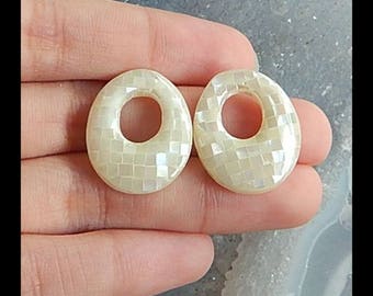 New,M.O.P Intarsia Cabochon Pair,23x19x5mm,4.8g(Cpa064)