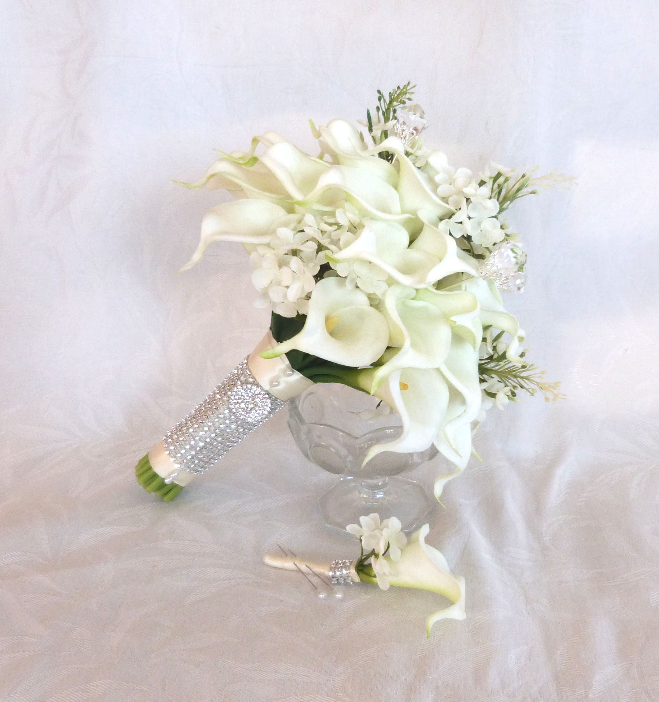 White Calla Lily Wedding Bouquet Real Touch Mini White Calla 4304