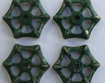 Valve handles- 4 Shabby Chic -Green Patina/Garden Spigot Handles/Water Knobs-Funky Metal Handles