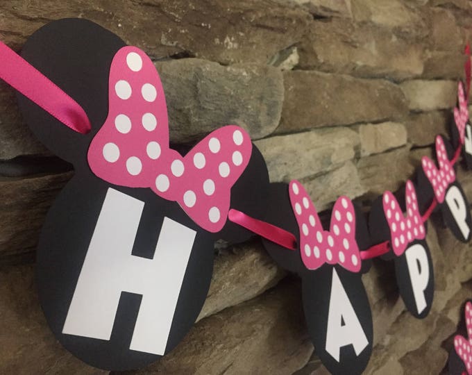 Minnie Mouse birthday banner, Minnie Mouse banner