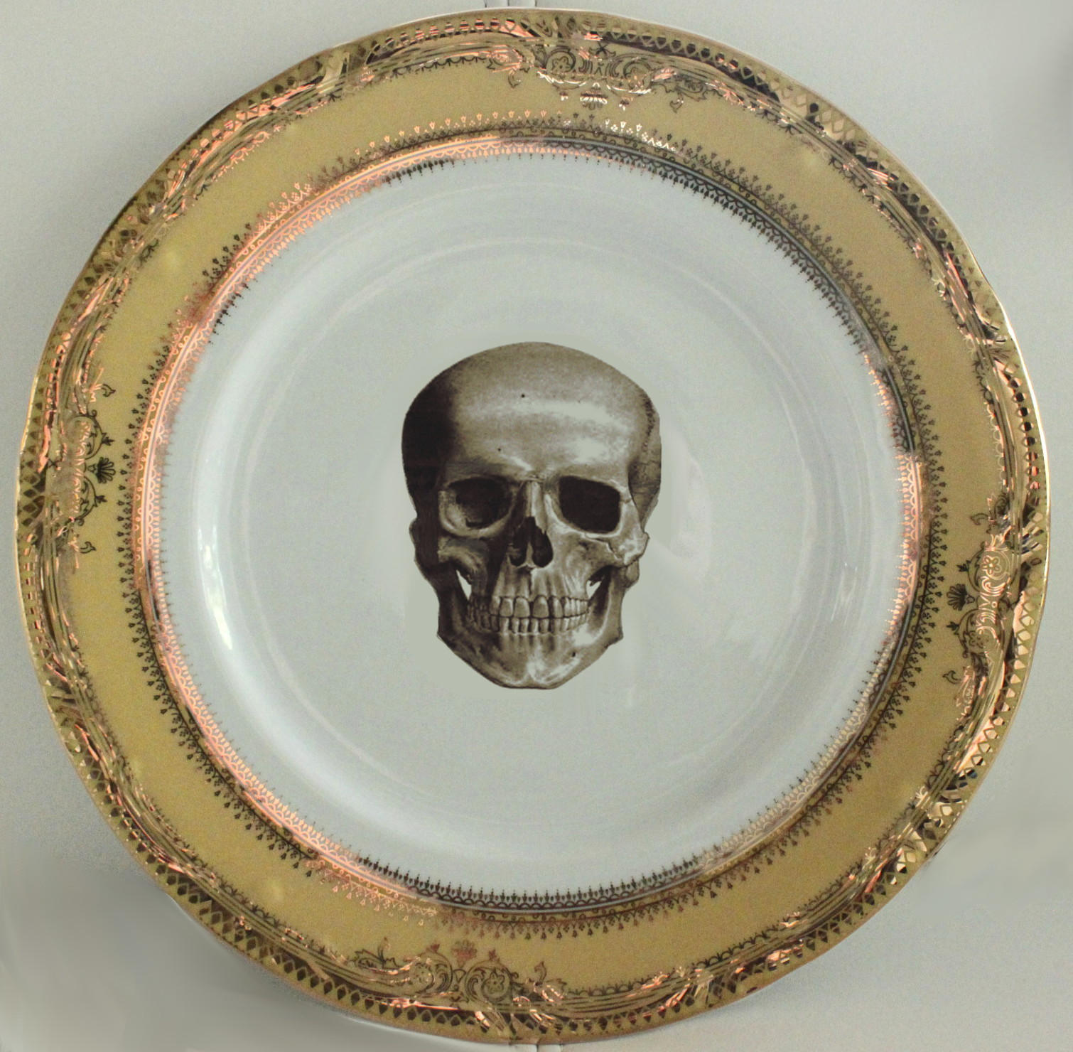 Yellow & Gold Skull Dinnerware Skull Dish Skull Plate
