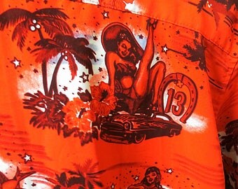 Mens Vintage Tropical Retro Shirt Lsrge #113